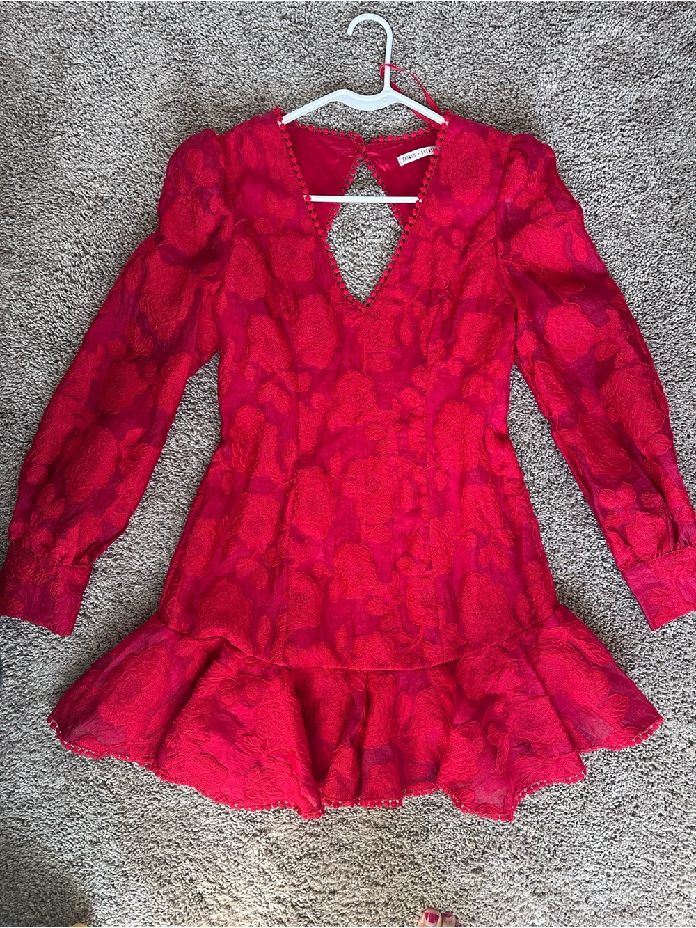 Saints + Secrets "Material Girl" Red Floral Lace Dress